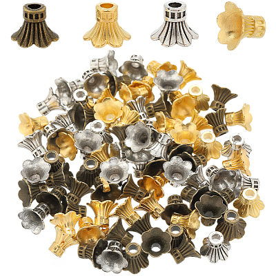 90Pcs 3 Color Alloy Bead Caps FIND-SC0005-94-1