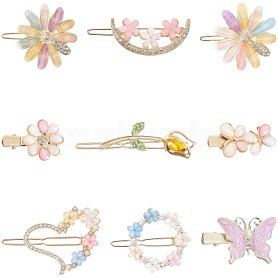 4 Bags 2 Styles Alloy & Resin Clip Hair Barrettes PHAR-SC0001-005-1