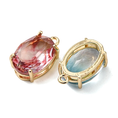 Brass Glass Charms X-KK-Z141-08G-1