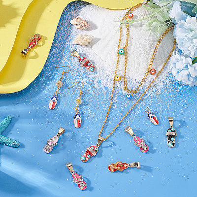 29Pcs 6 Style Evil Eye Alloy Enamel with Rhinestone Pendants PALLOY-AB00098-1