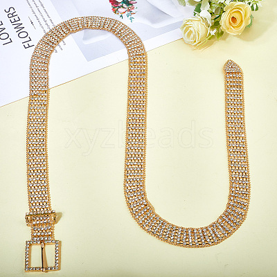 Alloy Full Crystal Rhinestone 5-Row Chain Belts AJEW-WH20019-49G-1