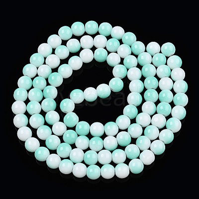 Two Tone Opaque Baking Paint Glass Beads Strands DGLA-Q027-8mm-05-1