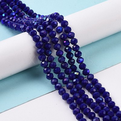 Electroplate Opaque Solid Color Glass Beads Strands EGLA-A034-P1mm-L12-1