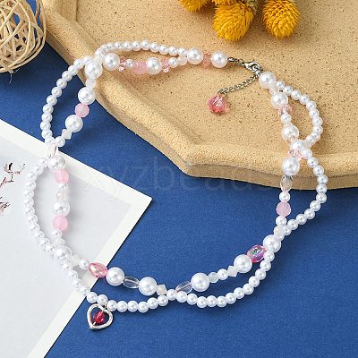 Alloy Heart Pendant Necklace NJEW-FZ00004-11-1