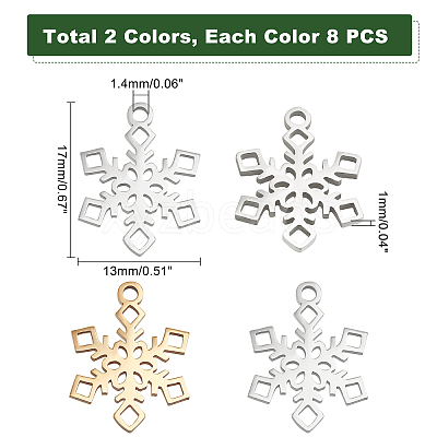 16Pcs 2 Colors 201 Stainless Steel Pendants STAS-DC0007-66-1