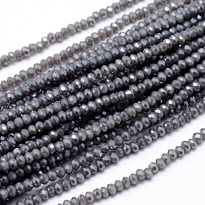 Faceted Rondelle Full Rainbow Plated Electroplate Glass Beads Strands EGLA-M004-2mm-A02-1