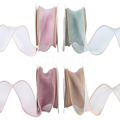 4 Rolls 4 Colors Polyester Organza Ribbon PAAG-CY0001-03A-1