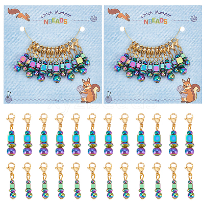 Round & Cube & Abacus Beaded Pendant Stitch Markers HJEW-AB00295-1
