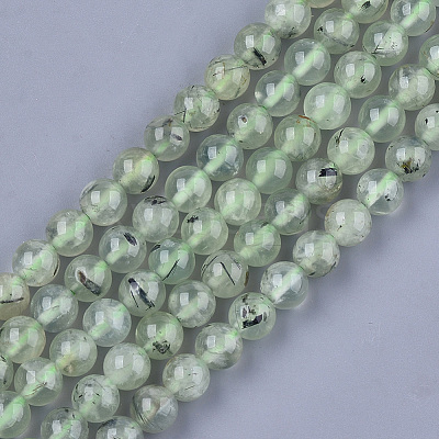 Natural Prehnite Beads Strands G-S333-8mm-032-1