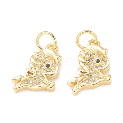 Brass Micro Pave Clear Cubic Zirconia Charms ZIRC-B010-35G-1