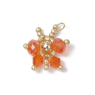 Glass Seed Beaded Butterfly Pendants PALLOY-MZ00562-1