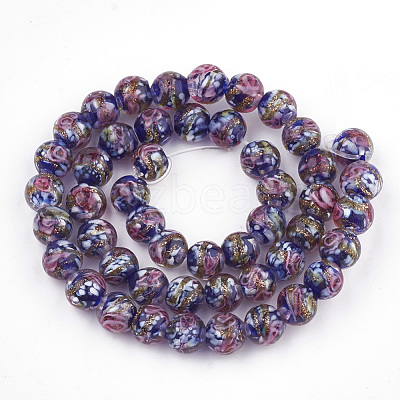 Handmade Gold Sand Lampwork Beads LAMP-T006-10B-1