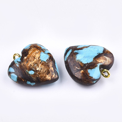 Assembled Bronzite and Synthetic Turquoise Pendants G-T111-04C-1