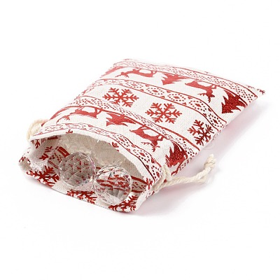 Christmas Theme Cotton Fabric Cloth Bag X-ABAG-H104-B12-1
