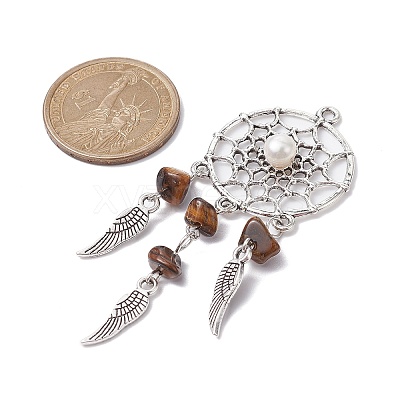 Mixed Gemstone Chip Big Pendants PALLOY-JF02294-1