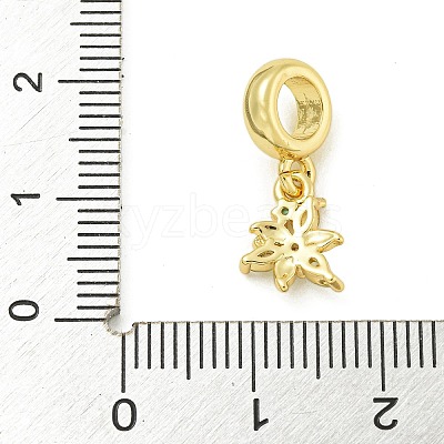 Rack Plating Brass Pave Colorful Cubic Zirconia Flower European Dangle Charms KK-Z067-34G-1