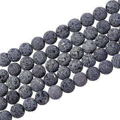 Unwaxed Natural Lava Rock Bead Strands X-G-F309-8mm-1