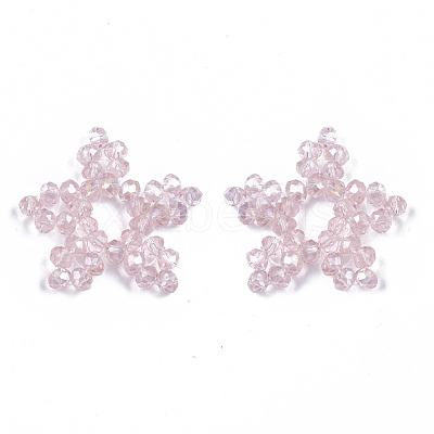 Plating Acrylic Woven Beads PACR-R247-02B-1