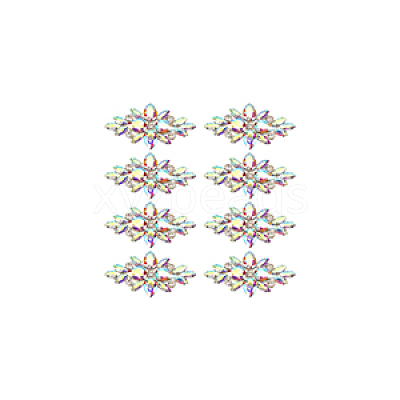 8Pcs Glass Cabochons(Hot Melt Adhesive On The Back) GGLA-FG0001-07A-1