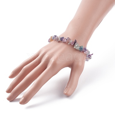 Natural Fluorite Chips Beaded Jewelry Set SJEW-JS01232-02-1