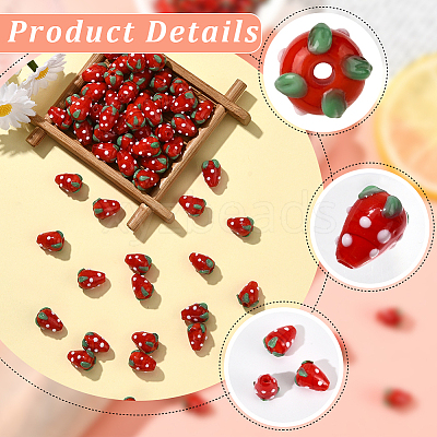 60Pcs Handmade Lampwork 3D Strawberry Beads LAMP-LT0001-03-1