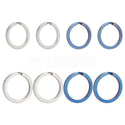 8Pcs 4 Styles Titanium Alloy Split Key Rings FIND-WR0010-05A-1
