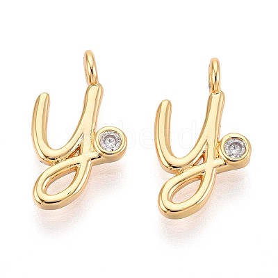 Brass Micro Pave Cubic Zirconia Charms KK-N263-97G-Y-1