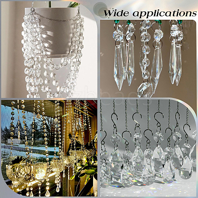 80Pcs Transparent Faceted Glass Connector Charms GLAA-SP0001-88B-01-1