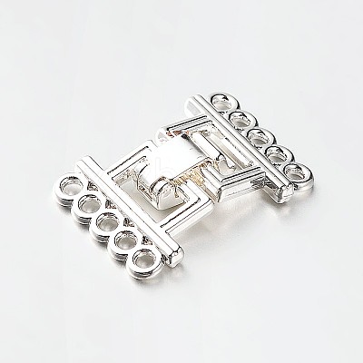 5 Strands Alloy and Brass Fold Over Clasps PALLOY-N0112-02P-1