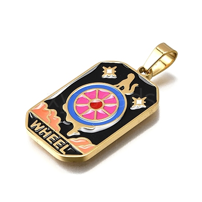 Tarot 304 Stainless Steel Enamel Pendants STAS-M119-09I-G-1