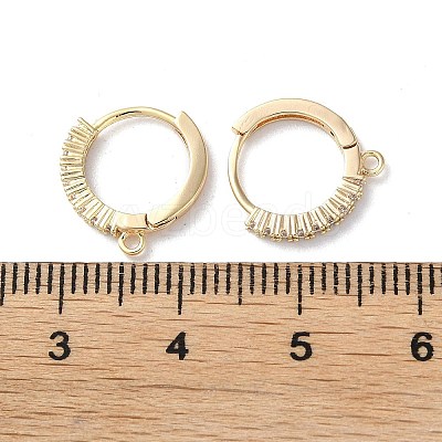 Brass Micro Pave Cubic Zirconia Hoop Earring Findings KK-P257-05G-1