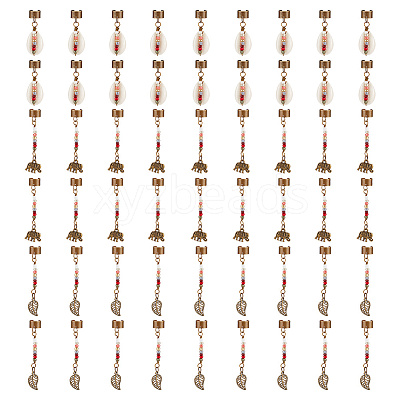 Tibetan Style Alloy & Cowrie Shell Braiding Hair Pendants Decoration OHAR-AB00016-1