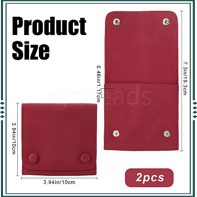 2Pcs Microfiber Cloth Jewelry Storage Bags with Brass Button ABAG-BBC0001-17B-01-1