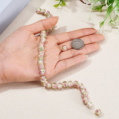 1 Strand Handmade Lampwork Inner Flower Rondelle Beads Strands LAMP-TA0002-72I-1