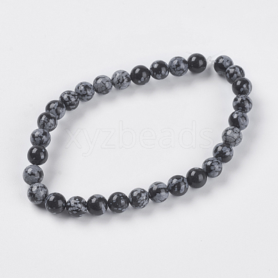 Natural Snowflake Obsidian Beads Strands G-G515-6mm-01-1