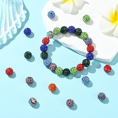 30Pcs Pave Disco Ball Beads RB-YW0001-14O-1