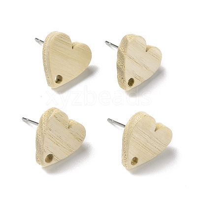Ash Wood Stud Earring Findings EJEW-N017-011E-1