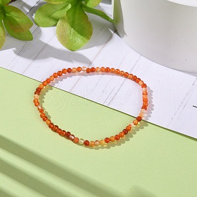 Mini Natural Carnelian Beaded Stretch Bracelets BJEW-JB07669-06-1