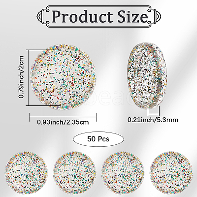 50Pcs Flat Round Glitter Powder Transparent Acrylic Loose Leaf Ring Round Binder Discs DIY-CP0012-15-1