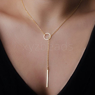 Alloy Ring & Stick Lariat Necklaces for Women WG56D22-01-1