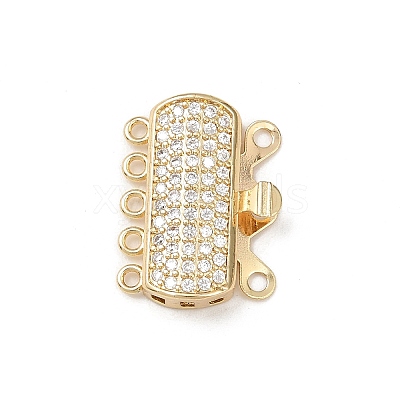 Brass Micro Pave Clear Cubic Zirconia Box Clasps KK-L255-02G-04-1