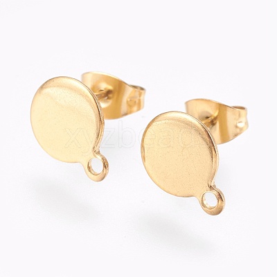 Ion Plating(IP) 304 Stainless Steel Stud Earring Findings STAS-G178-02G-8mm-1