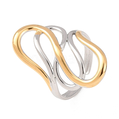 304 Stainless Steel Open Cuff Rings for Women RJEW-K321-01I-1