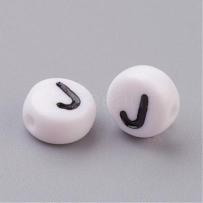 Acrylic Horizontal Hole Letter Beads X-PL37C9070-J-1