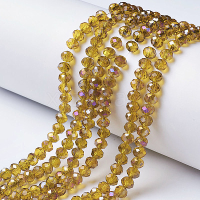 Electroplate Transparent Glass Beads Strands EGLA-A034-T8mm-F05-1