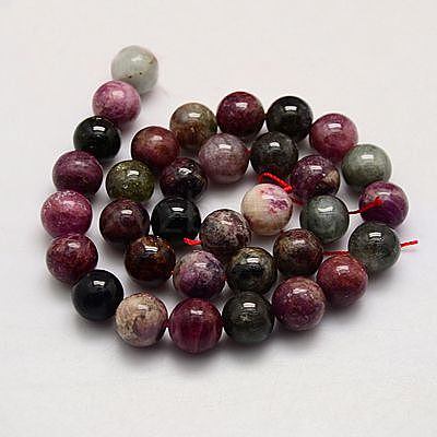 Natural Tourmaline Beads Strands X-G-G446-6mm-03-1