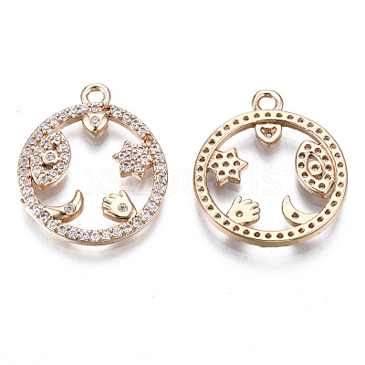 Brass Micro Pave Cubic Zirconia Pendants KK-S359-132A-RS-1