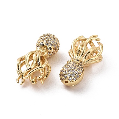 Eco-friendly Rack Plating Brass Micro Pave Cubic Zirconia Beads KK-F843-31G-1