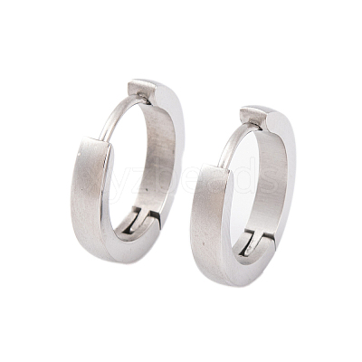 Tarnish Resistant Frosted 304 Stainless Steel Huggie Hoop Earrings for Women EJEW-C096-31B-P-1