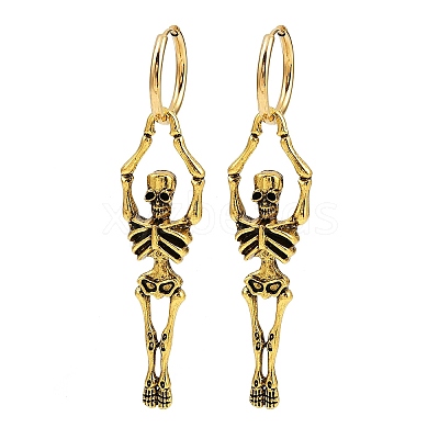 Alloy Skeleton Hoop Earrings EJEW-Z132-01AG-1